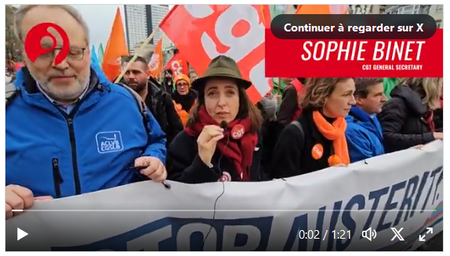 Sophie Binet pendant la manif
